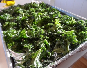 Place the kale on the tray